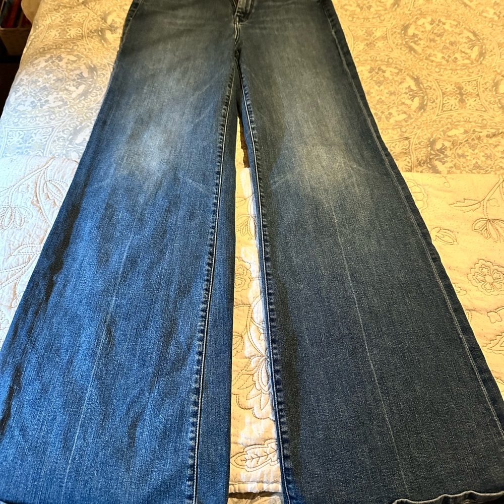 MOTHER High Waisted Roller Skimp in Deep Blue 32” inseam
